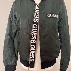GUESS Women's Green Bomber Jacket Size Small